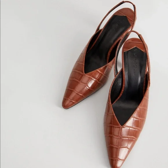 VIOLETA BY MANGO CROC EFFECT SLINGBACK - SIZE 9 1/2 (NEW WITH TAGS) - Picture 4 of 4